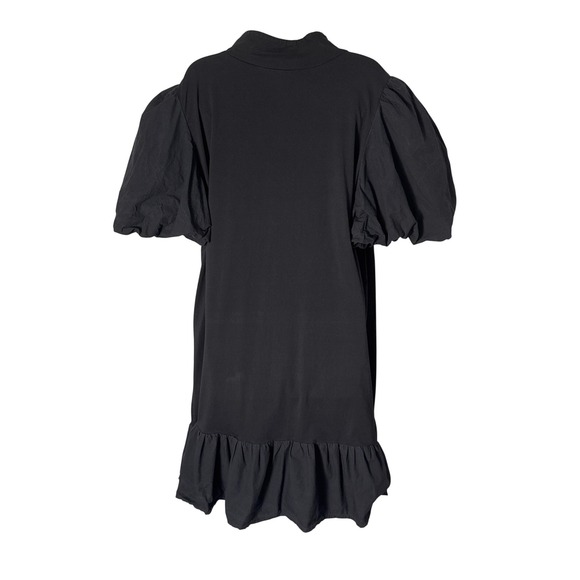Eloquii Black T Neck Puff Sleeve Easy Dress Ruffle Hem Size 22 - Picture 3 of 9